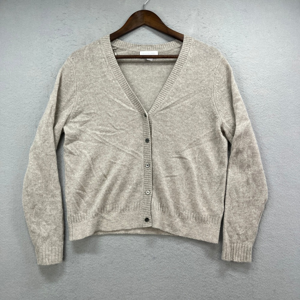 The White Company Cardigan Womens M Beige Cashmere V Neck Button Luxury Sweater